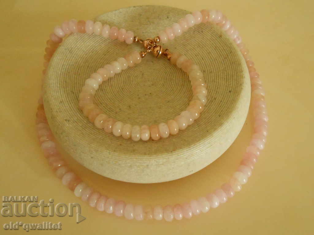 BRACELET and NECKLACE with pink MORGANITE, Silver 925 with gold plating - 6 BRACELET and NECKLACE with pink MORGANITE, Silver 925 with gold plating - 6