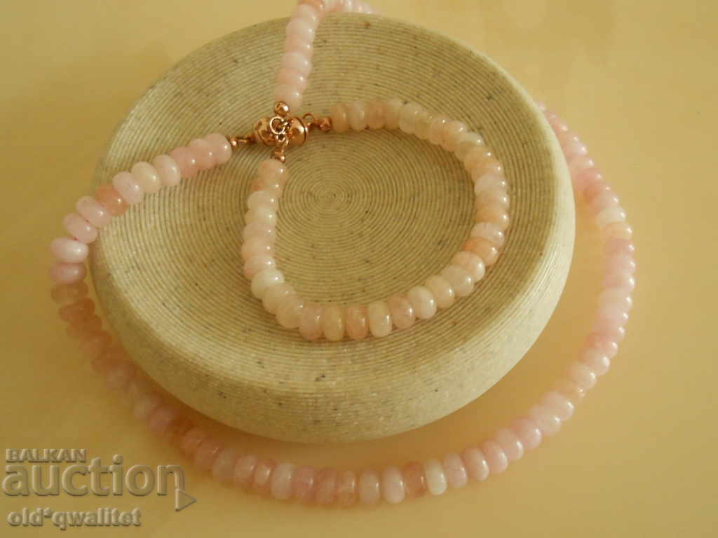 BRACELET and NECKLACE with pink MORGANITE, Silver 925 with gold plating - 7 BRACELET and NECKLACE with pink MORGANITE, Silver 925 with gold plating - 7