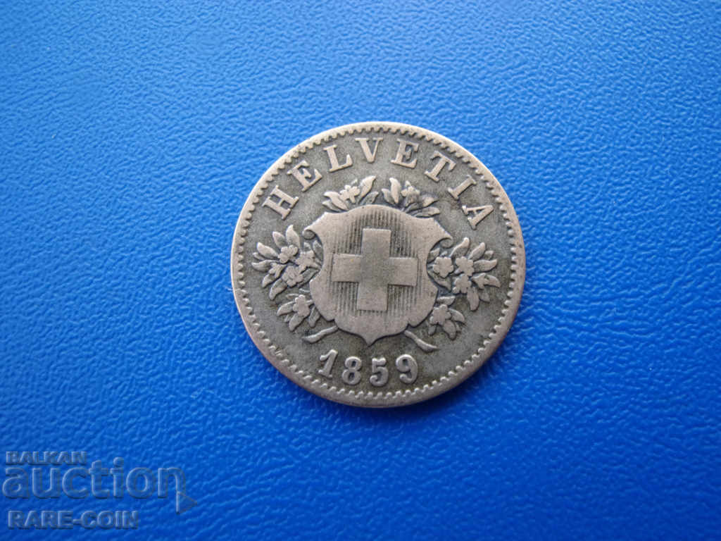 VI (83) Elveția 20 Rapen 1859 Argint
