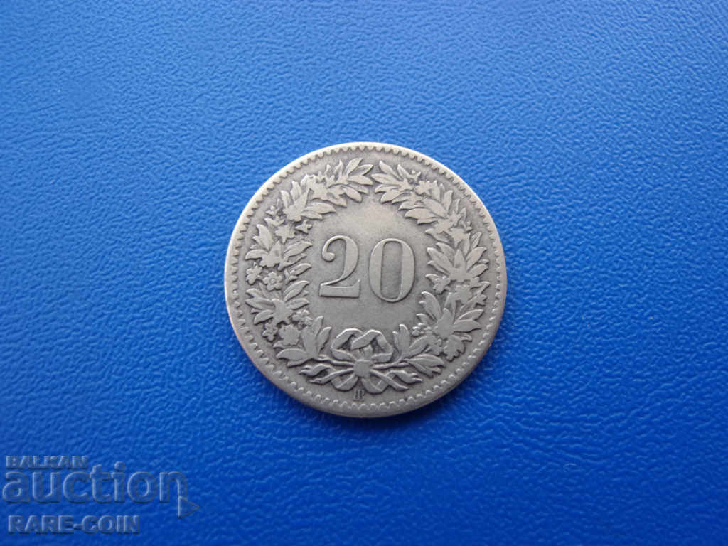 VI (85) Switzerland 20 Rapen 1850 Silver