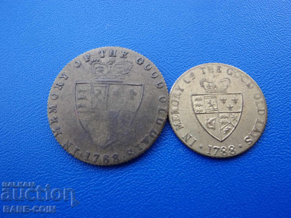 VI (106)  Англия  Лот  ½  Пени   1768 -  Фартинг 1788