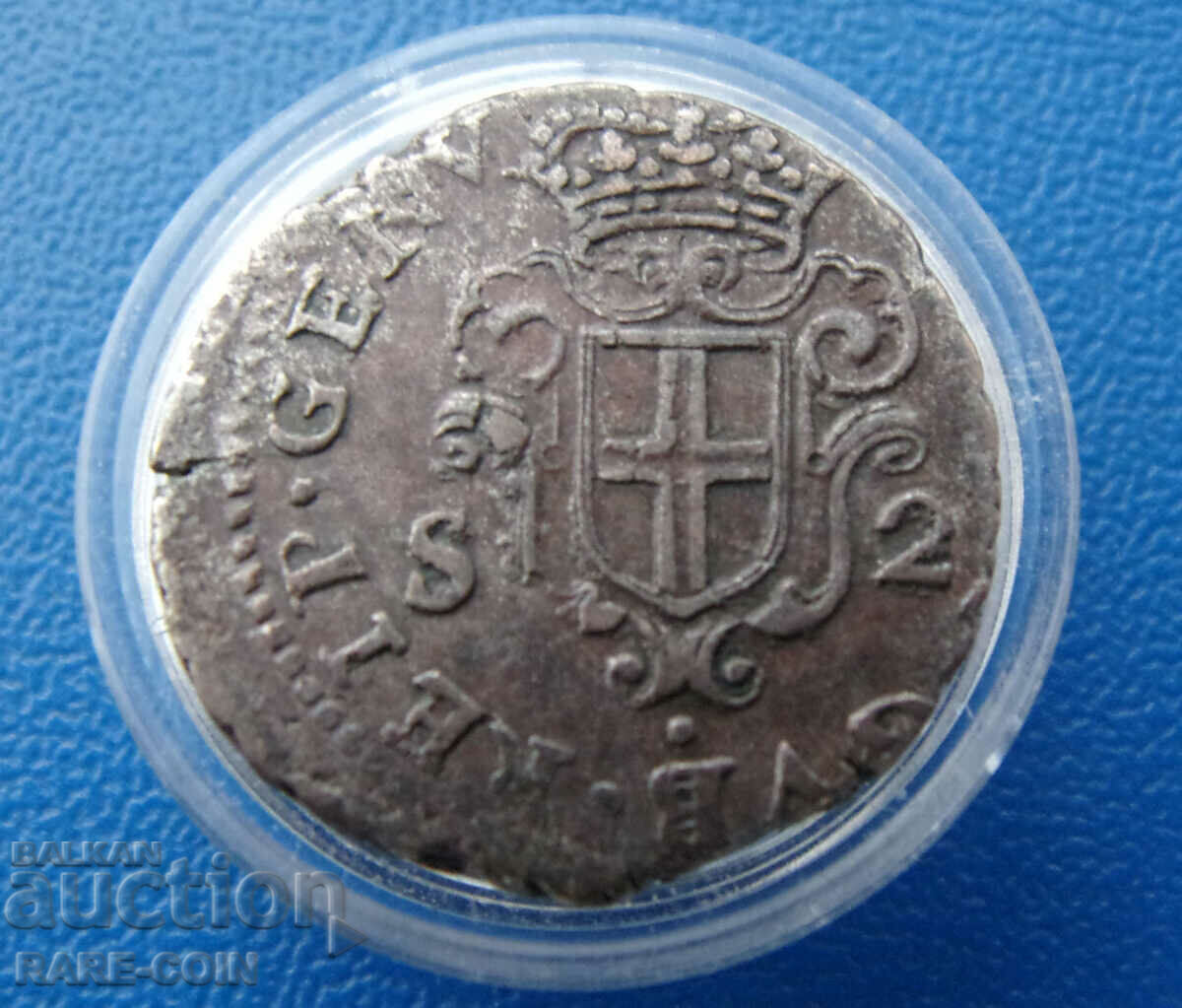 VI (112) Republic of Genoa 2 Soldi 1727 Αργυρό νόμισμα