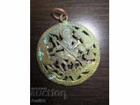 19c. vechi medalion de bronz Sfântul Gheorghe