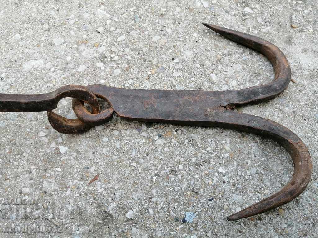 An old forged scraping hook, double twin - 6 An old forged scraping hook, double twin - 6
