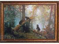 „Dimineața în pădurea de pini”, Ivan Shishkin, poză cu ramă