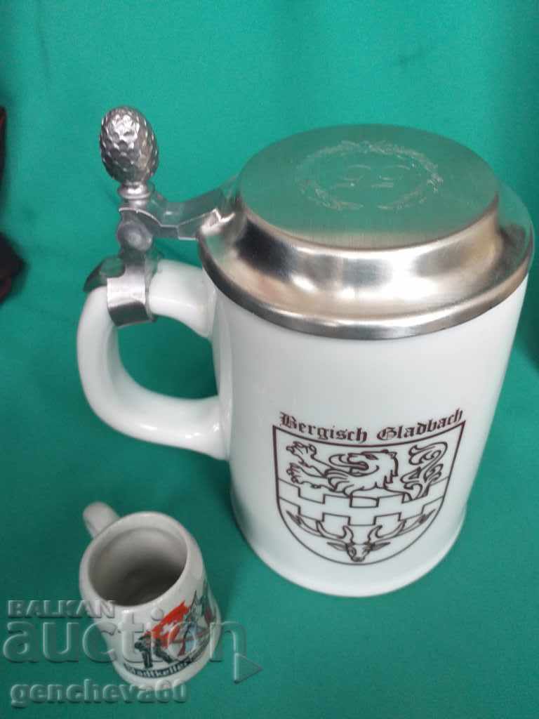 Jubilee porcelain mug, coat of arms, engraved, markings Jubilee porcelain mug, coat of arms, engraved, markings