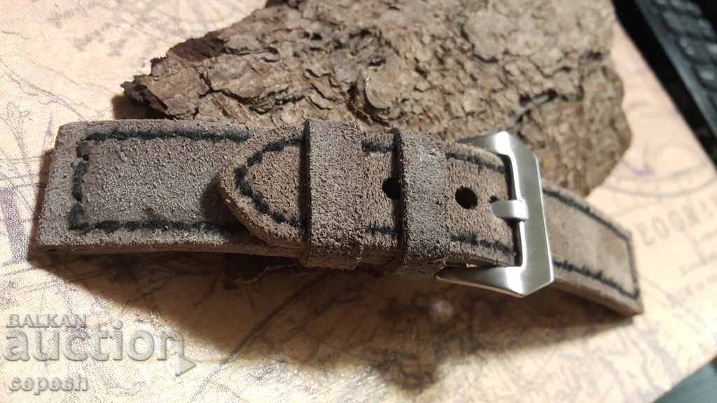 Leather watch strap 24mm Genuine leather suede 530 - 5 Leather watch strap 24mm Genuine leather suede 530 - 5