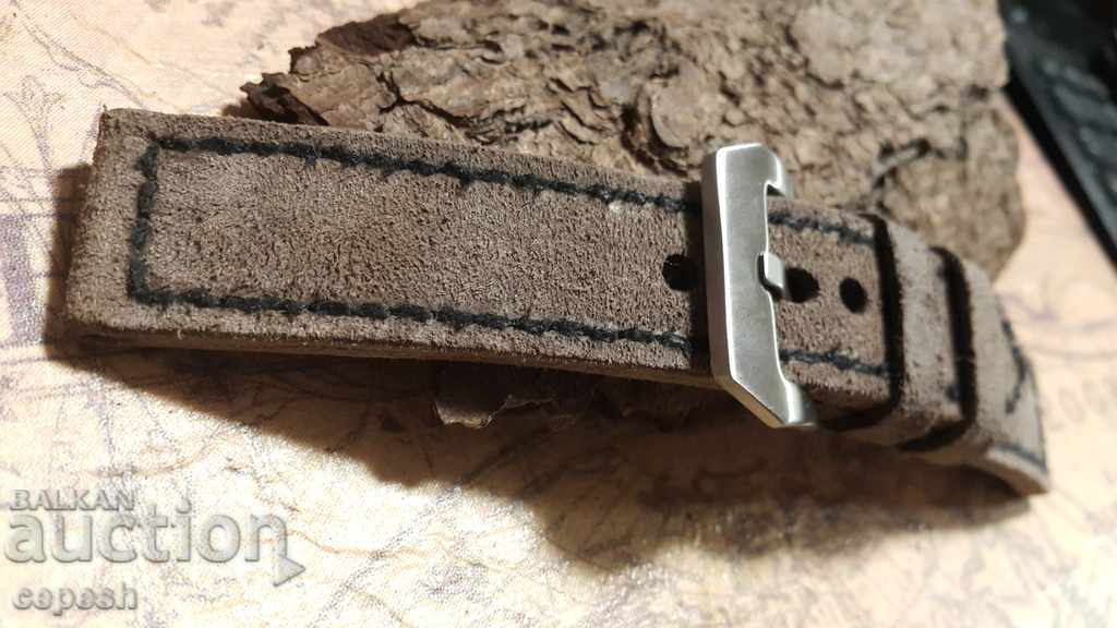 Leather watch strap 24mm Genuine leather suede 530 - 6 Leather watch strap 24mm Genuine leather suede 530 - 6