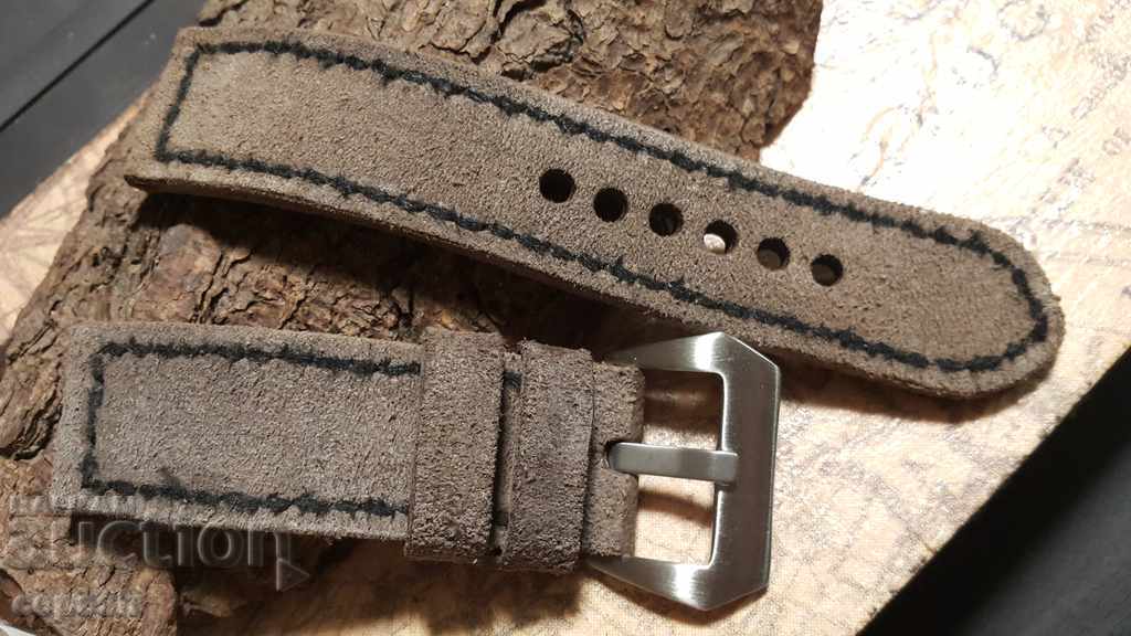 Leather watch strap 24mm Genuine leather suede 530