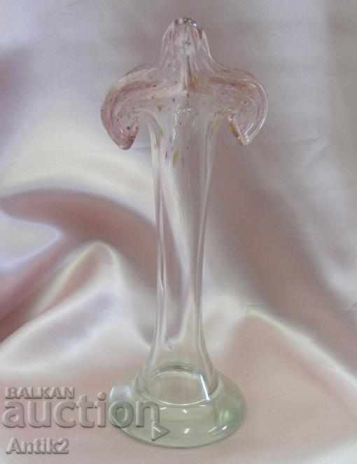 Old Murano Crystal Glass Vase - 6