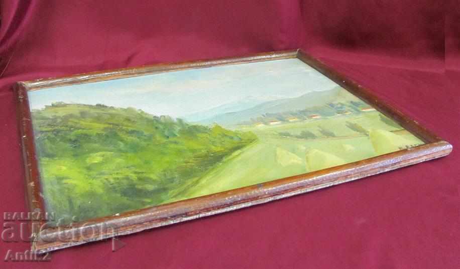 Стара Картина масло върху фазер подписана - 6 Стара Картина масло върху фазер подписана - 6