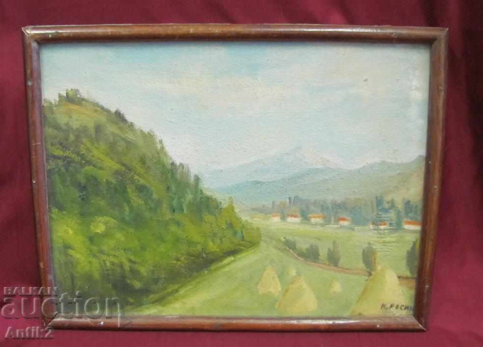 Old Oil Painting on Phaser Signed