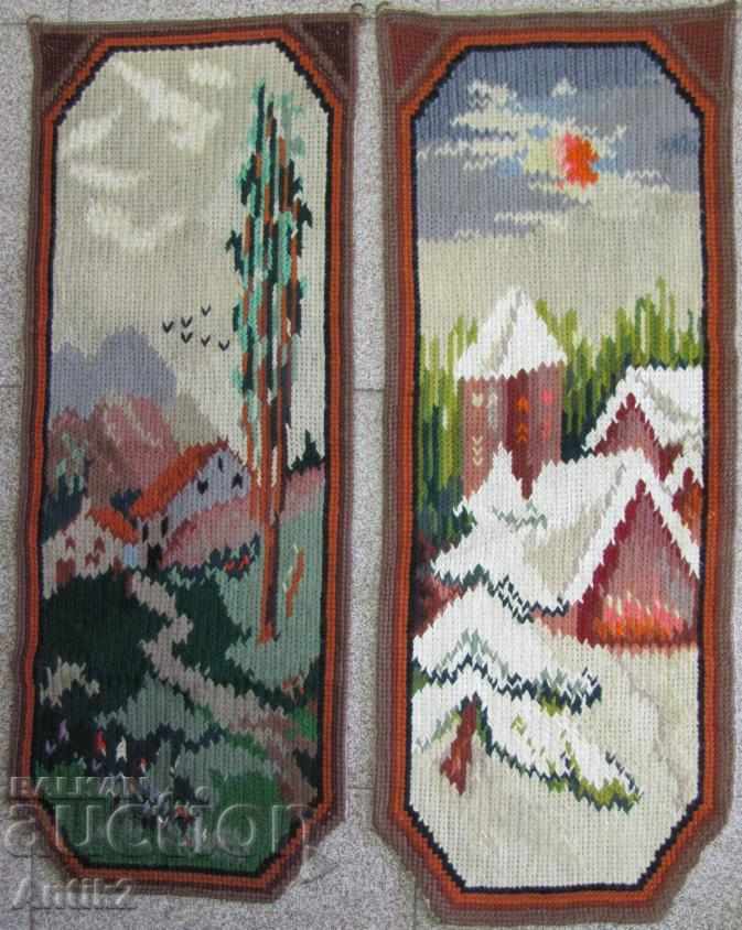 19th Century 2 pieces Hand Sewn Tapestries