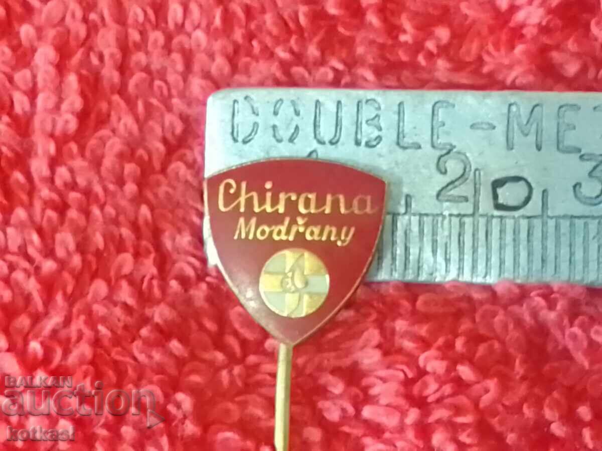Old Chirana Modrany solid metal bronze badge Old Chirana Modrany solid metal bronze badge