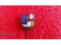 Old social badge bronze pin enamel PERNIK 15 years MZ LENIN otli