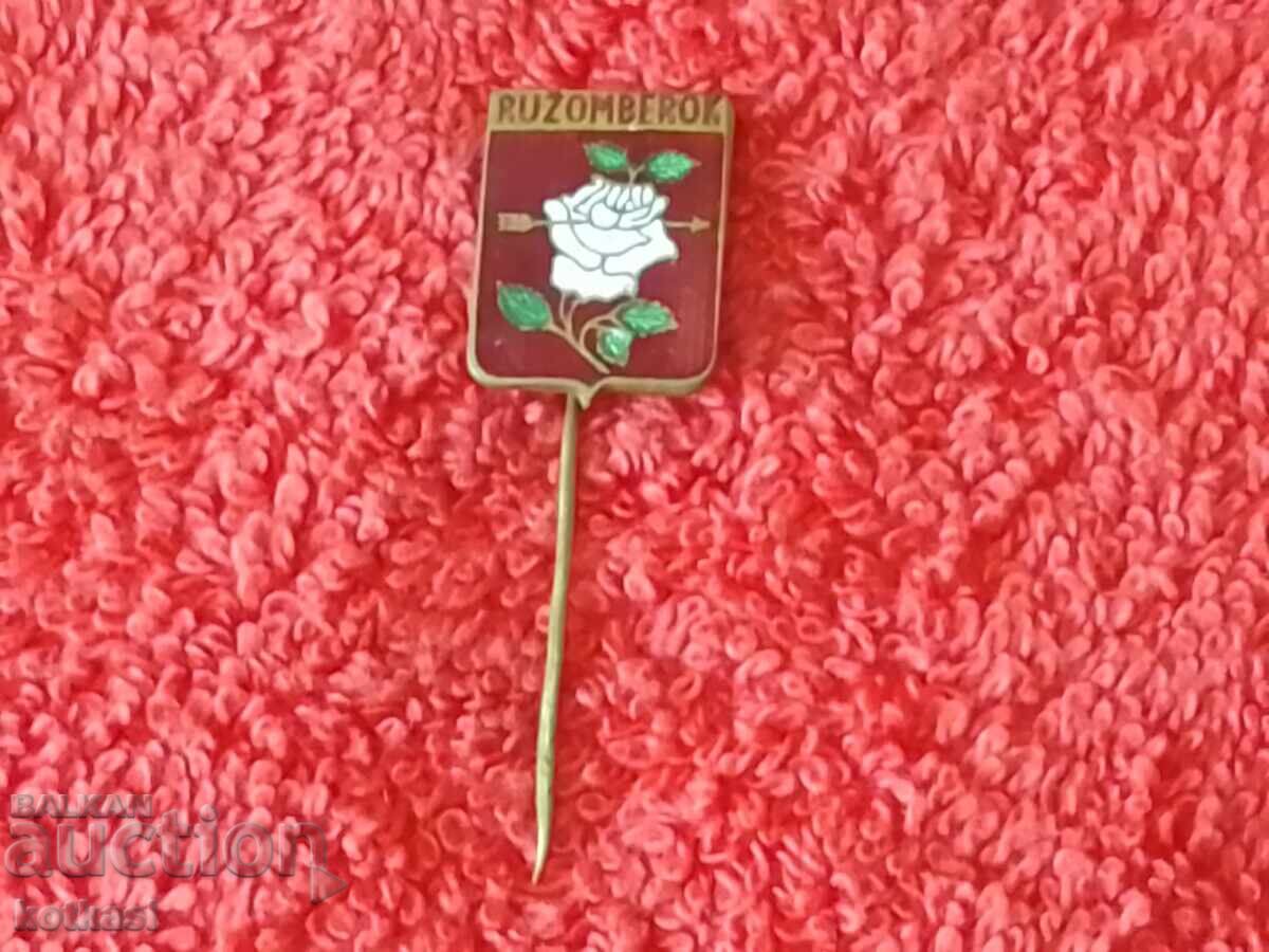 Auction  Old metal bronze badge pin enamel RUZOMBERAK