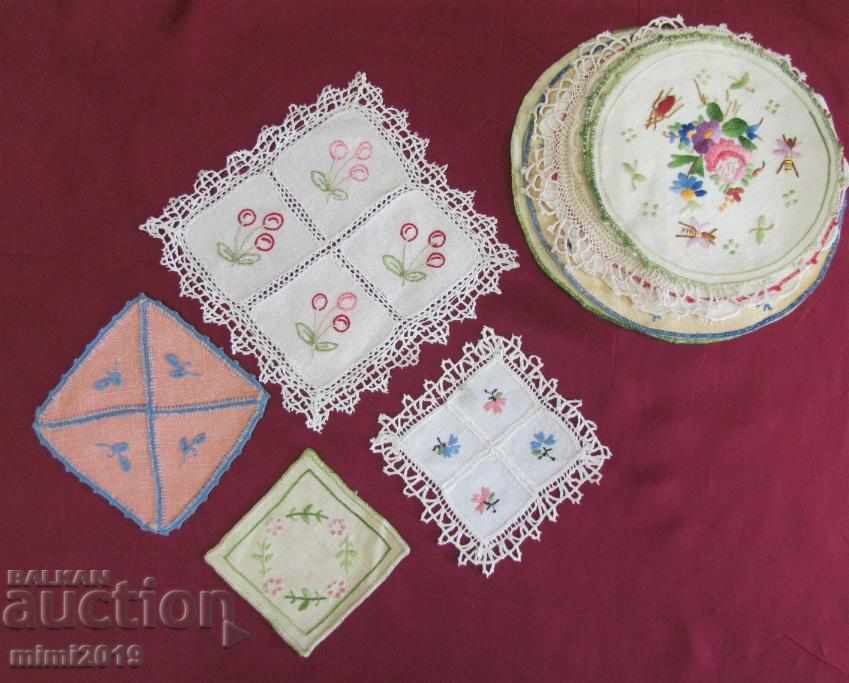 Delivery of 19th Century Hand Embroidered Motifs, Cup Holders Delivery of 19th Century Hand Embroidered Motifs, Cup Holders