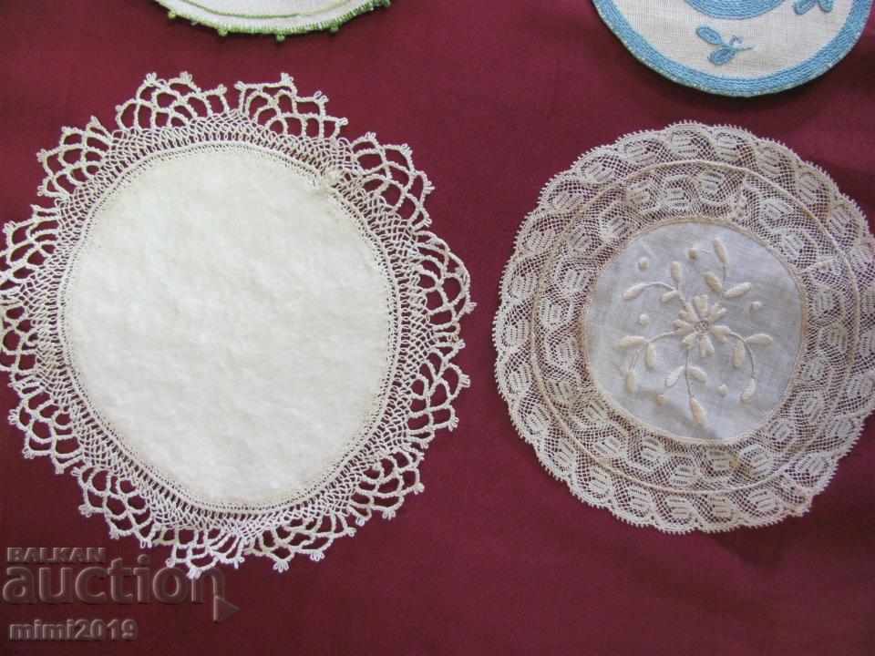 19th Century Hand Embroidered Motifs, Cup Holders - 7 19th Century Hand Embroidered Motifs, Cup Holders - 7