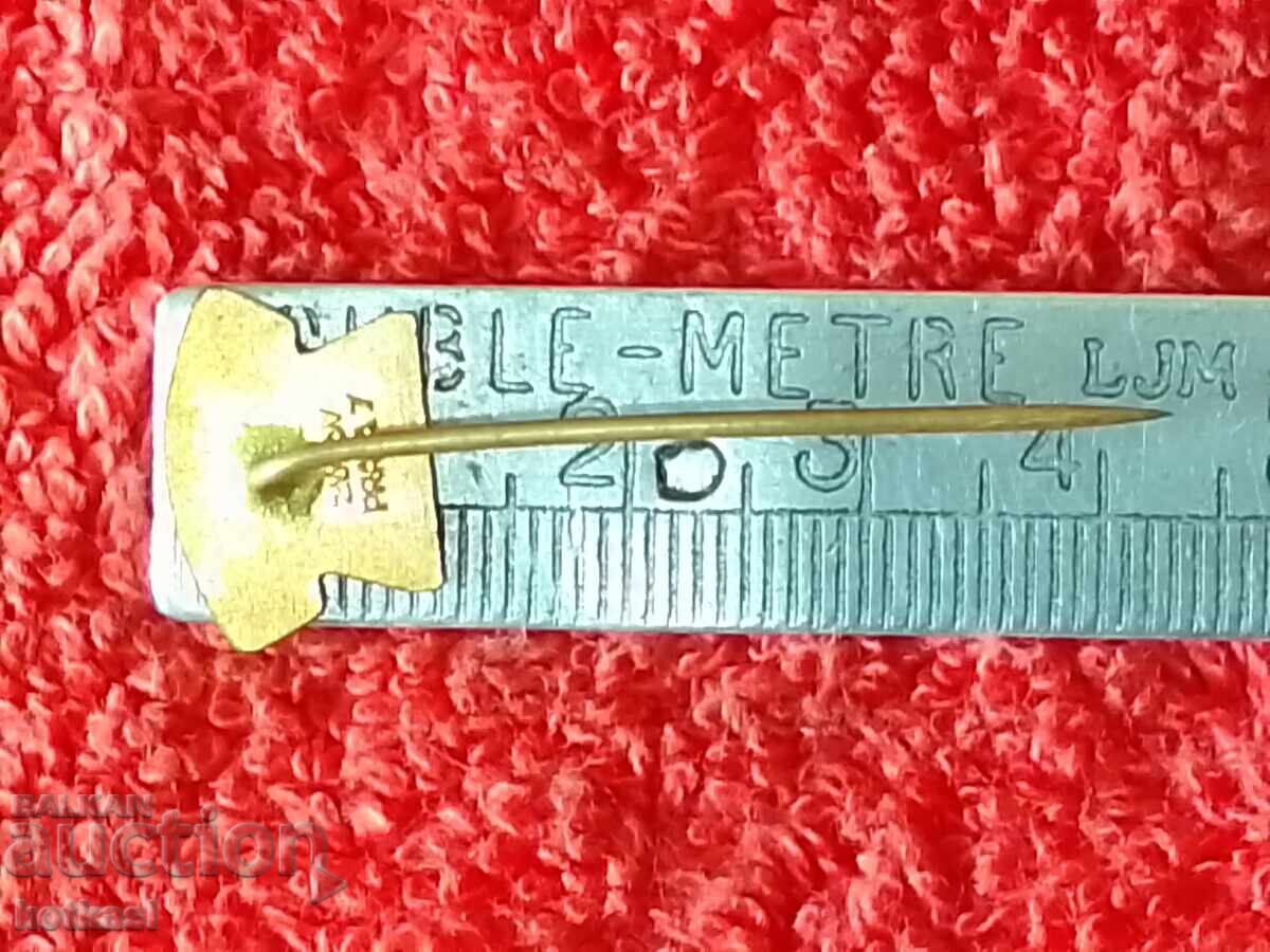 Old solid metal bronze pin badge KOVO TESLA marked with price 5.50 BGN | € 2.81 Old solid metal bronze pin badge KOVO TESLA marked with price 5.50 BGN | € 2.81