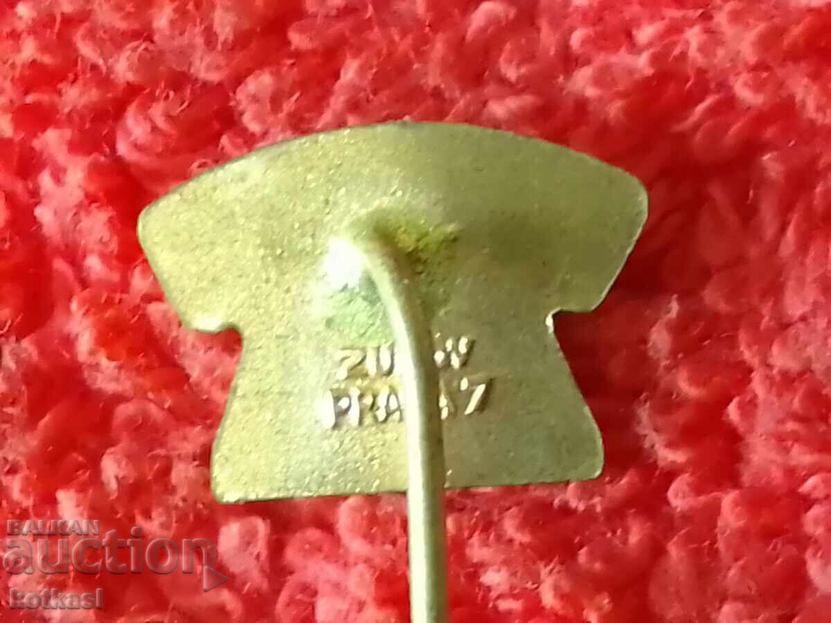 Auction Old solid metal bronze pin badge KOVO TESLA marked Auction Old solid metal bronze pin badge KOVO TESLA marked