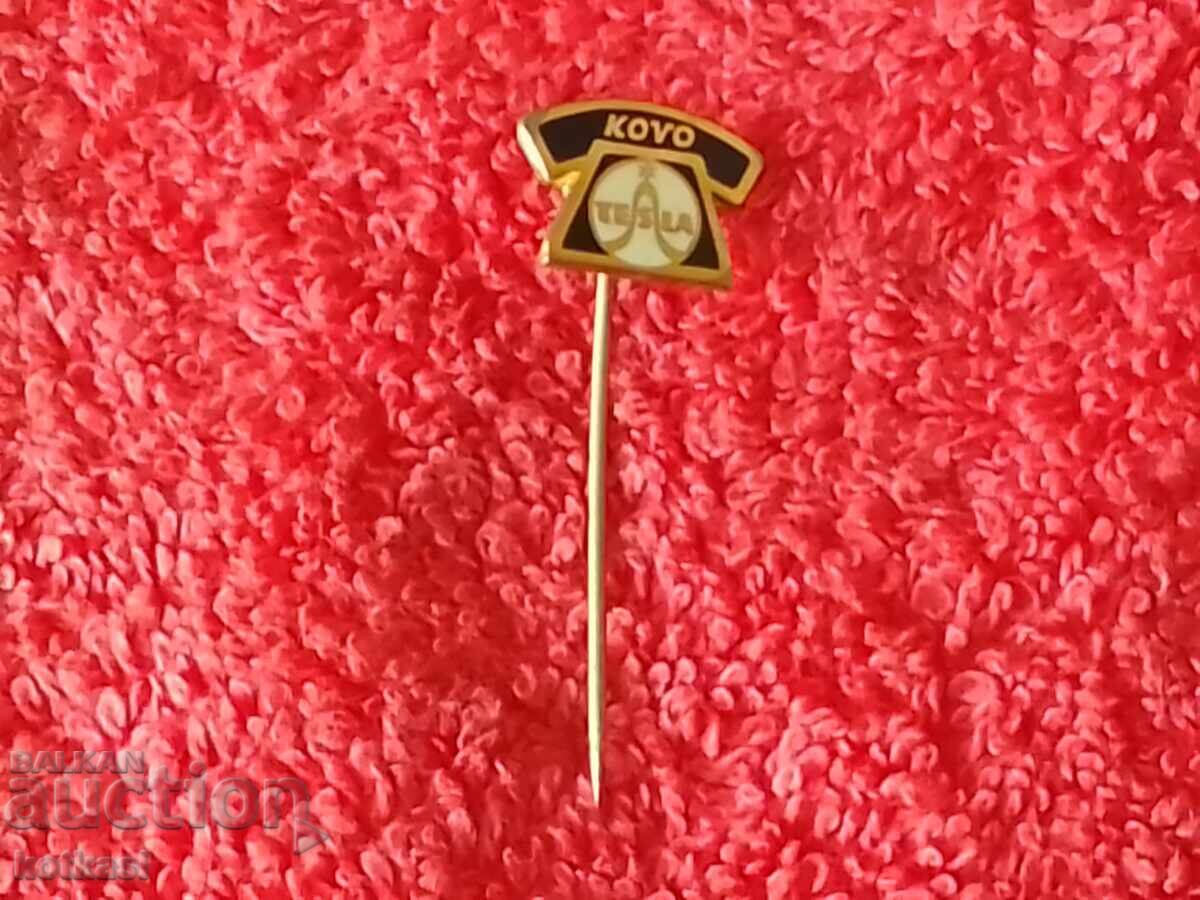 Delivery of Old solid metal bronze pin badge KOVO TESLA marked Delivery of Old solid metal bronze pin badge KOVO TESLA marked
