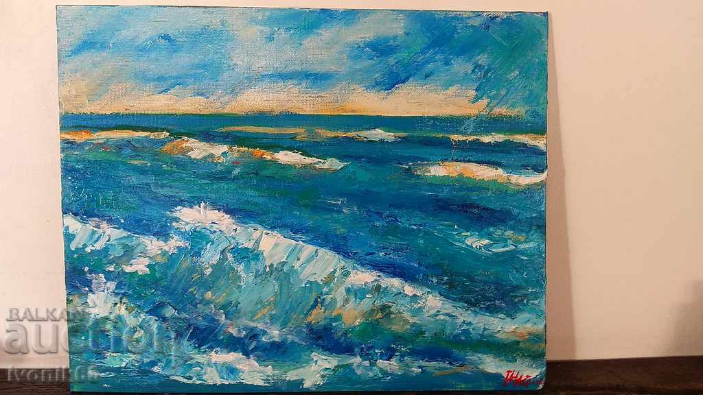 Author oil painting signed SEA MARINISM EXPRESSION