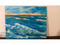 Author oil painting signed SEA MARINISM EXPRESSION