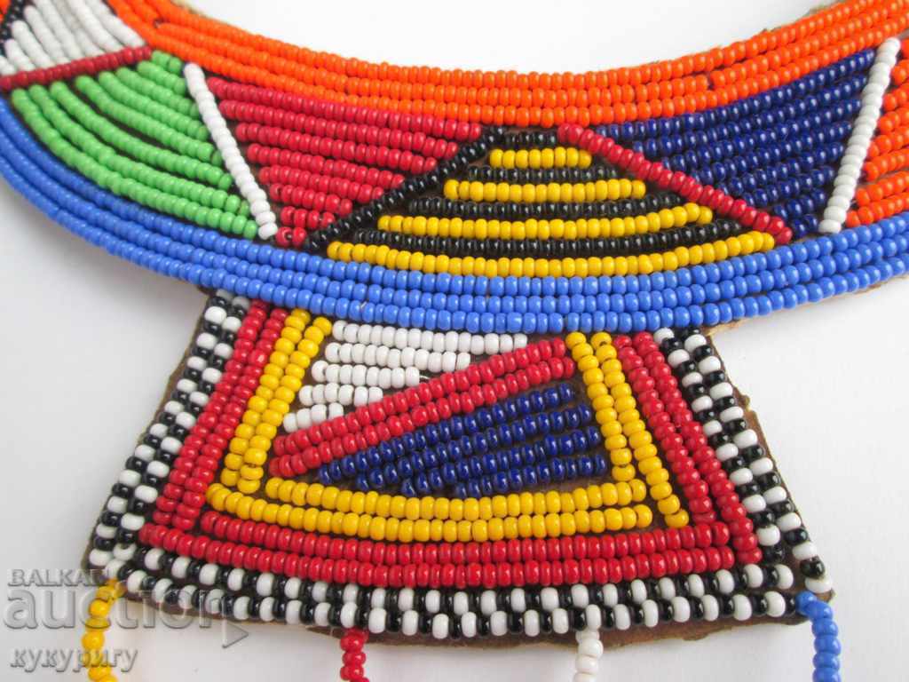 Delivery of Old wedding African masala jewelry leather and beaded necklace