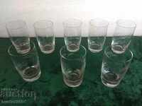 8 Glasses for an aperitif, engraved, volume 0.1 l.