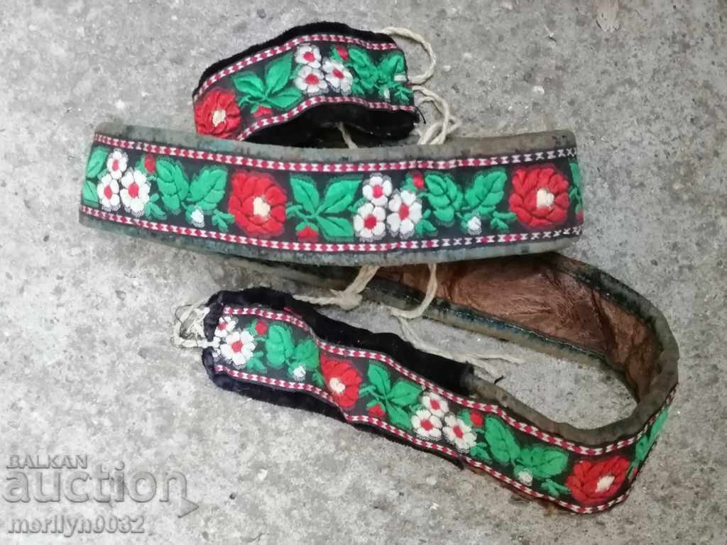 Vintage hand knitted embroidered belt for pafty belt costume