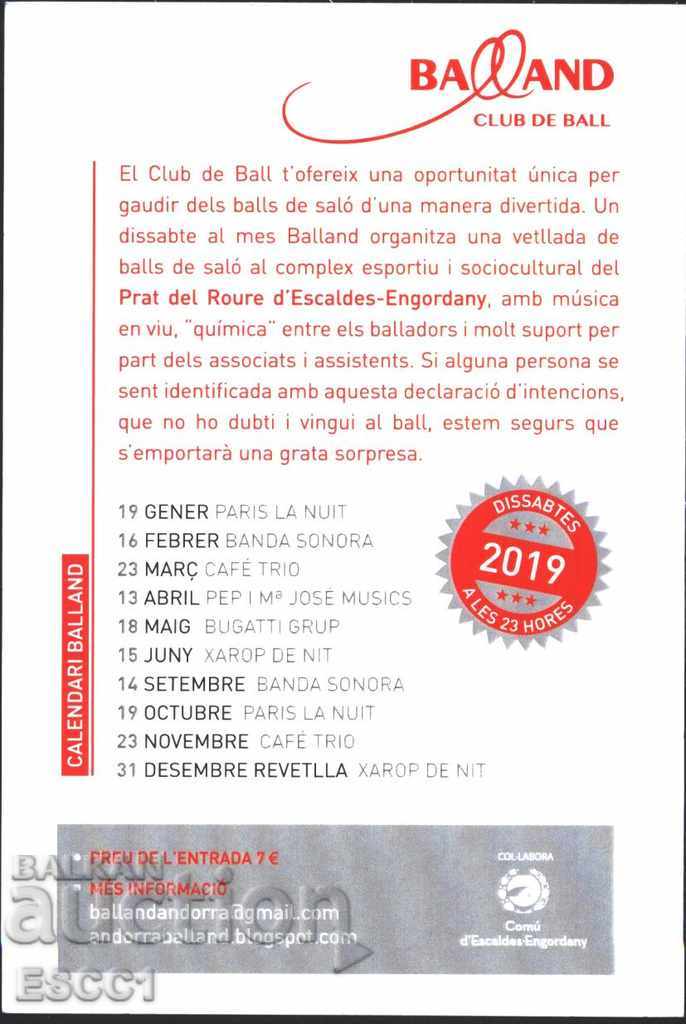 Card Balando Music Dance Club 2019 from Andorra with price 1.00 BGN | € 0.51