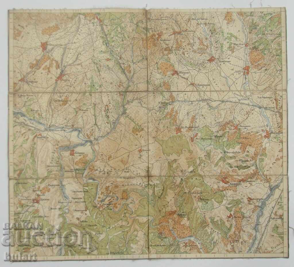СТАРА ВОЕННА КАРТА КАДИН МОСТ НЕВЕСТИНО 1900 MAP