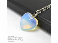 Natural white quartz necklace, heart