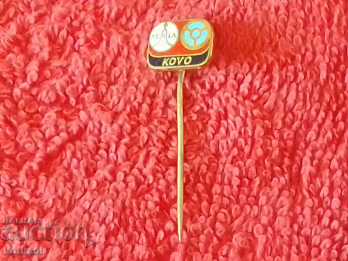 Old TESLA KOVO bronze pin badge - 7 Old TESLA KOVO bronze pin badge - 7
