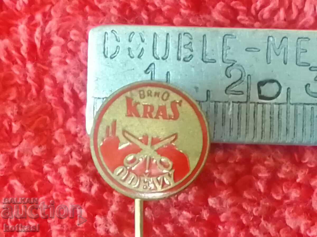 Old metal bronze pin badge BRNO KRAS ODEVY Old metal bronze pin badge BRNO KRAS ODEVY