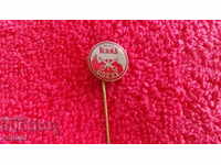 Old Metallic Bronze Badge Needle BRNO KRAS ODEVY