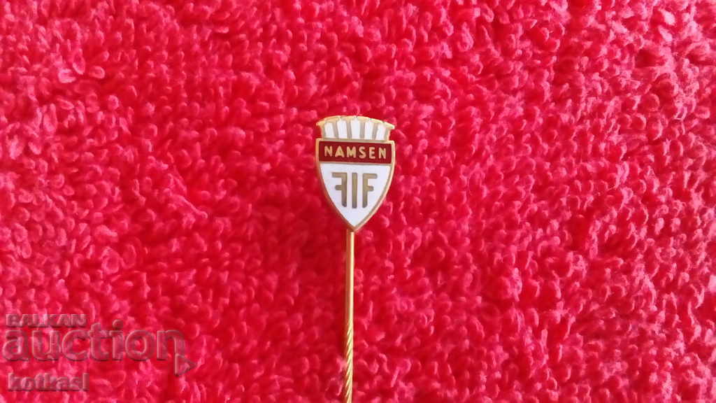 Old bronze pin enamel badge NAMSEN with price 3.50 BGN | € 1.79 Old bronze pin enamel badge NAMSEN with price 3.50 BGN | € 1.79