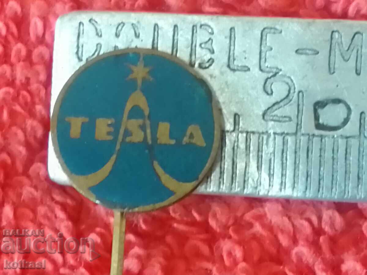 Old social badge bronze pin TESLA Old social badge bronze pin TESLA