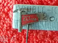 Old social badge pin enamel 20 years Miner mining labor