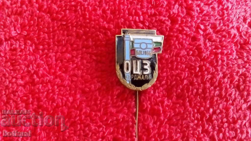 Old social badge bronze pin enamel OCZ KARDJALI