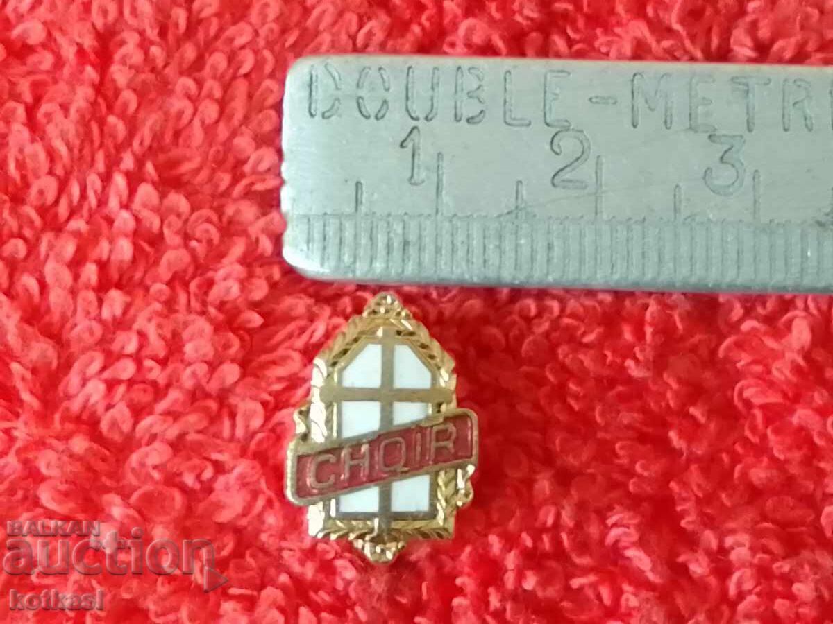 Стара религиозна значка бронз емайл Хор