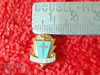 Стара значка бронз емайл Вярващо Религиозно Момче