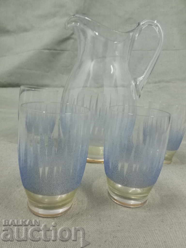 Кана с 4 чаши  - ръчно стъкло