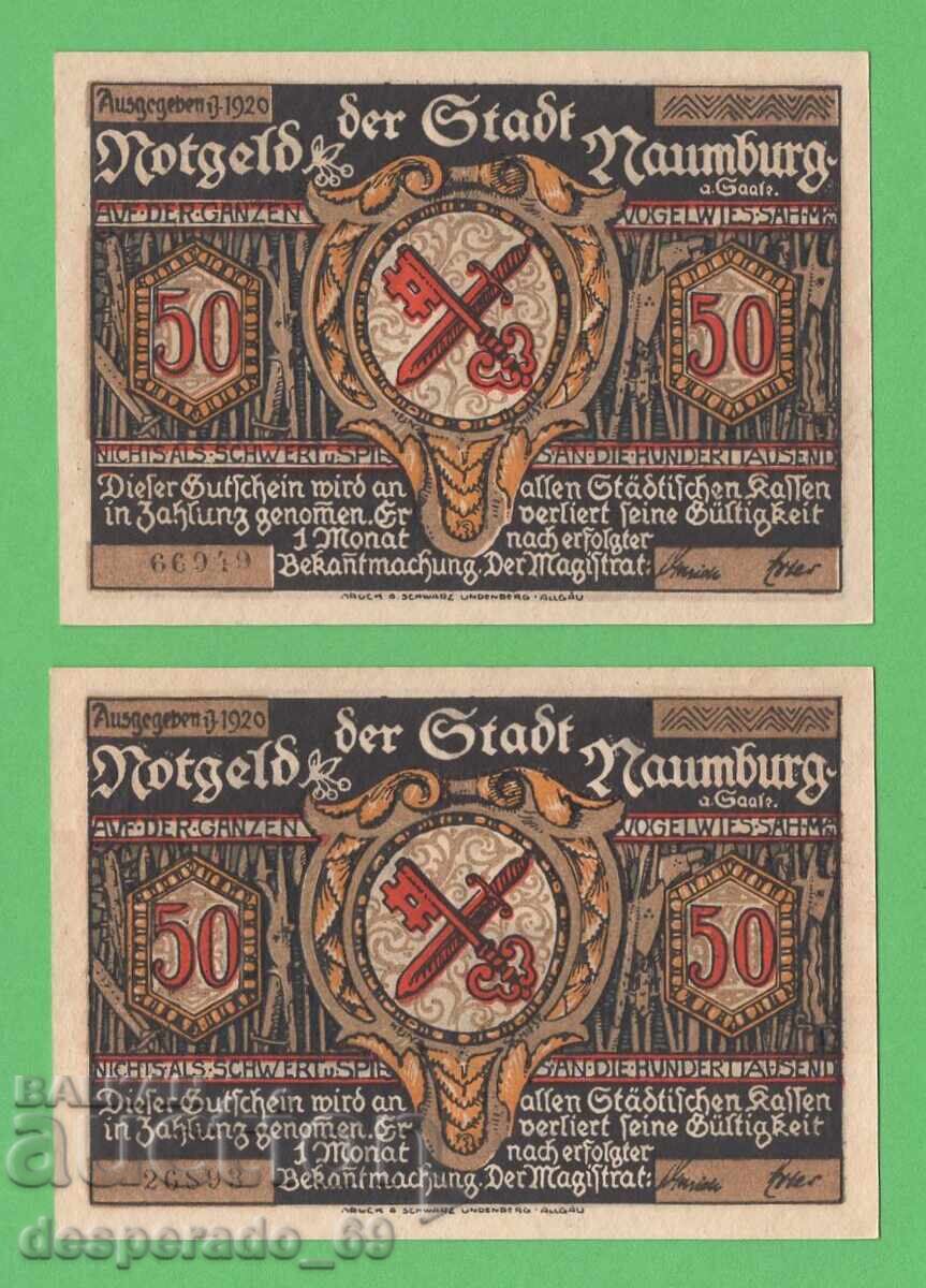 (¯`'•.¸NOTGELD (orașul Naumburg) 1920 UNC -2 buc. bancnote¸.•'´¯) cu preț € 2.80 | 5.48 BGN (¯`'•.¸NOTGELD (orașul Naumburg) 1920 UNC -2 buc. bancnote¸.•'´¯) cu preț € 2.80 | 5.48 BGN