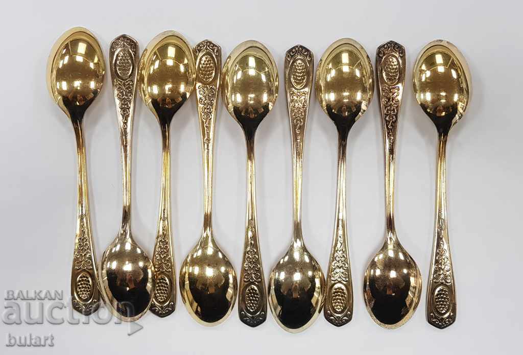 RUSSIA SPOONS MNC MELCHIOR GOLD SPOONS LOT 9 SPOONS with price 180.00 BGN | € 92.03