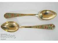 RUSSIA SPOONS PAIR SILVER 875 MARKED SPOONS