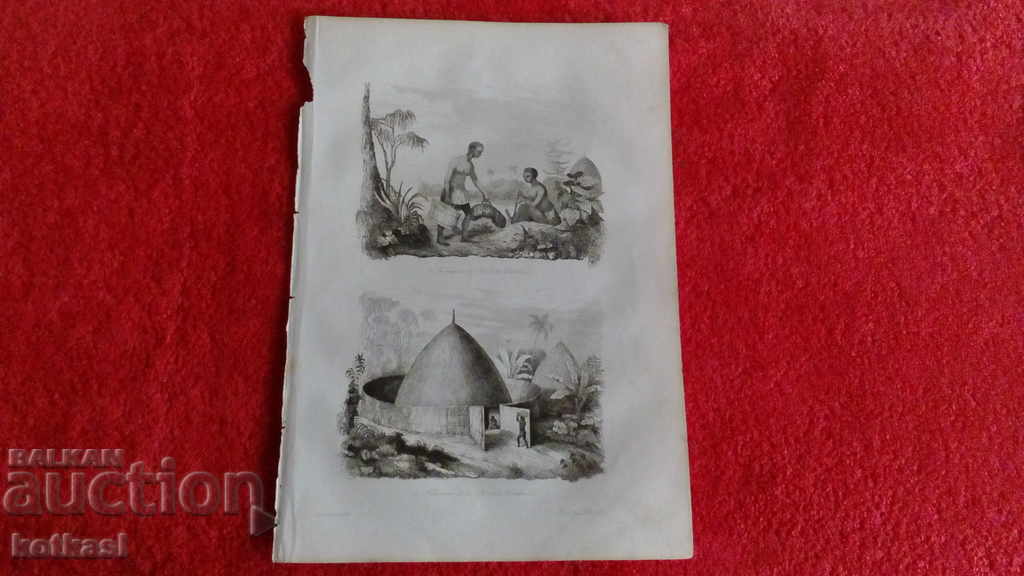 Παλιά χαρακτική λιθογραφία γραφικό