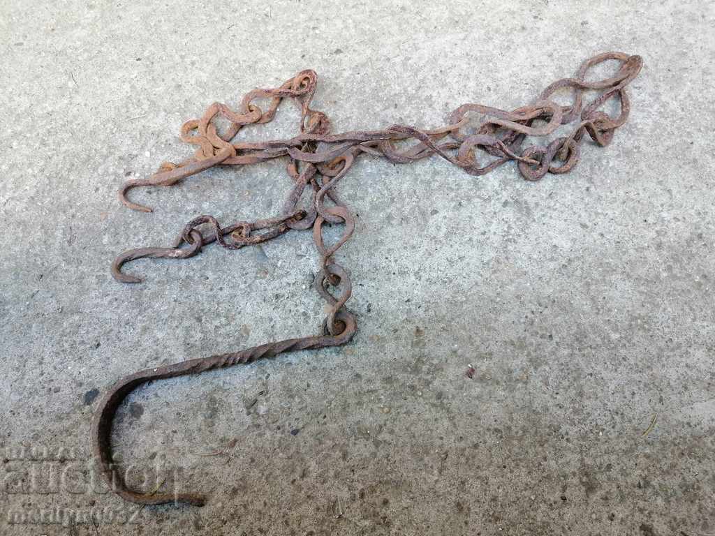 Old forged chain with hook, hearth for hearth chain hook with price 39.00 BGN | € 19.94 Old forged chain with hook, hearth for hearth chain hook with price 39.00 BGN | € 19.94