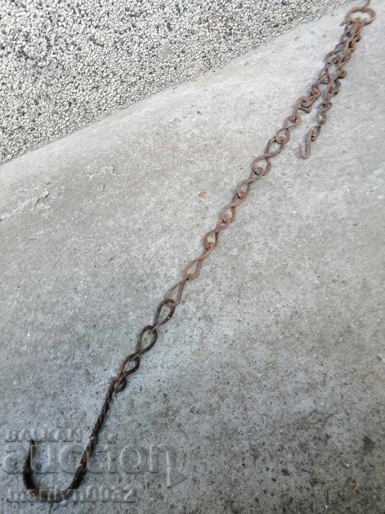 Delivery of Old forged chain with hook, hearth for hearth chain hook Delivery of Old forged chain with hook, hearth for hearth chain hook