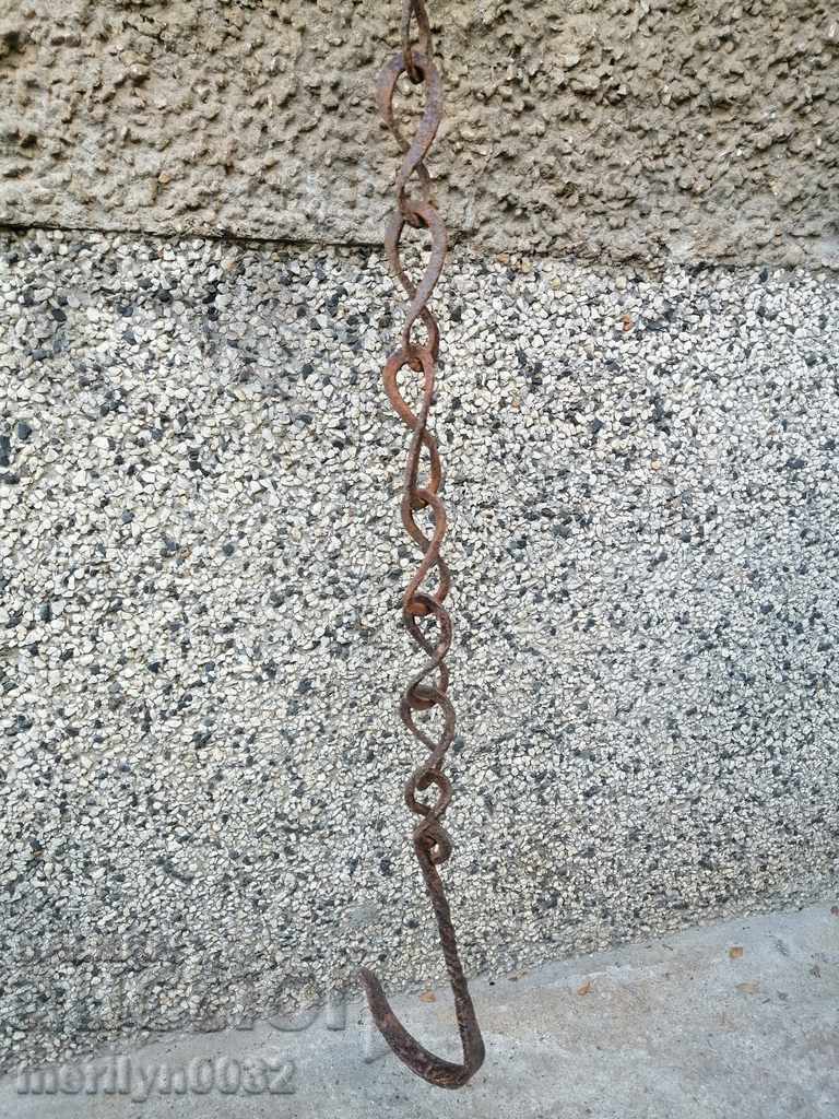 Old forged chain with hook, hearth for hearth chain hook - 6 Old forged chain with hook, hearth for hearth chain hook - 6